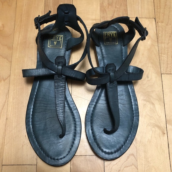 Frye Women's Ocean Blue Rachel T-Strap Sandals with Silver Hardware Size  7.5 iuu.org.tr